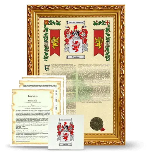 Virginia Framed Armorial, Symbolism and Large Tile - Gold
