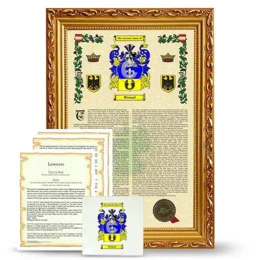 Wenzel Framed Armorial, Symbolism and Large Tile - Gold
