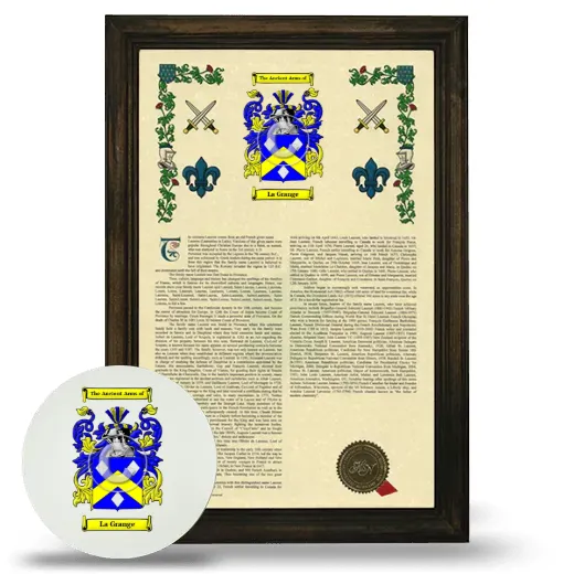La Grange Framed Armorial History and Mouse Pad - Brown