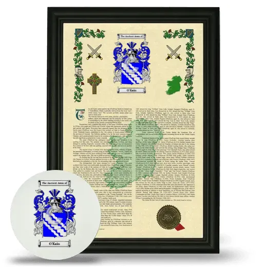 O'Kain Framed Armorial History and Mouse Pad - Black