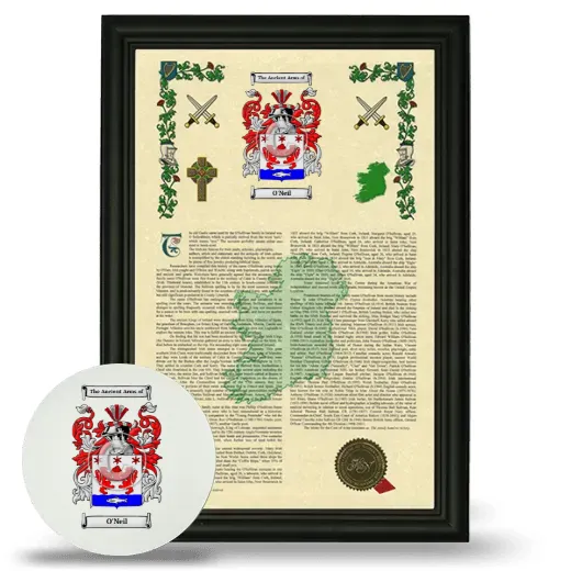 O'Neil Framed Armorial History and Mouse Pad - Black