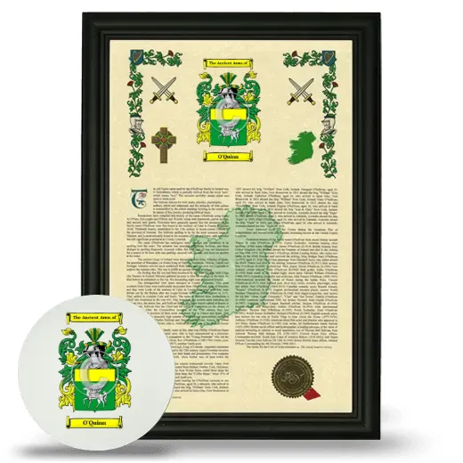 O'Quinn Framed Armorial History and Mouse Pad - Black