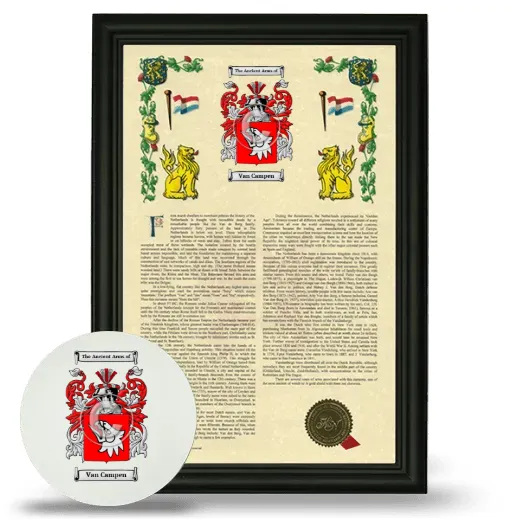 Van Campen Framed Armorial History and Mouse Pad - Black