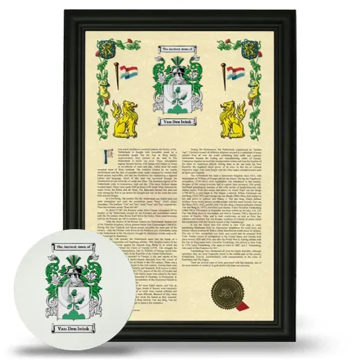 Van Den brink Framed Armorial History and Mouse Pad - Black