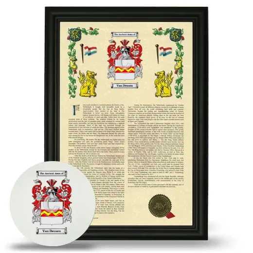 Van Deusen Framed Armorial History and Mouse Pad - Black