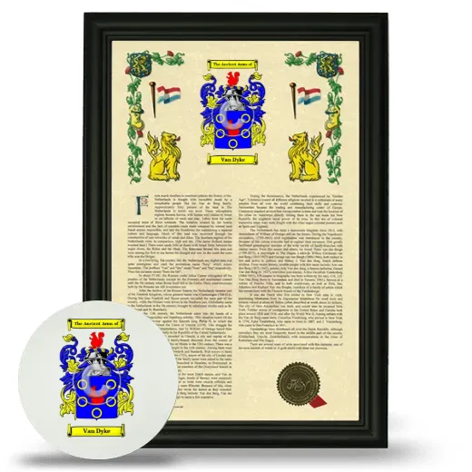 Van Dyke Framed Armorial History and Mouse Pad - Black