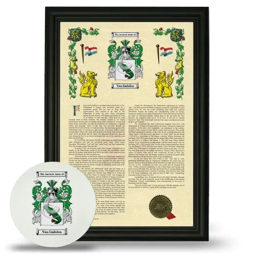 Van Embden Framed Armorial History and Mouse Pad - Black