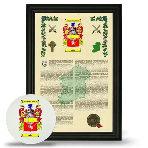 Alin Framed Armorial History and Mouse Pad - Black