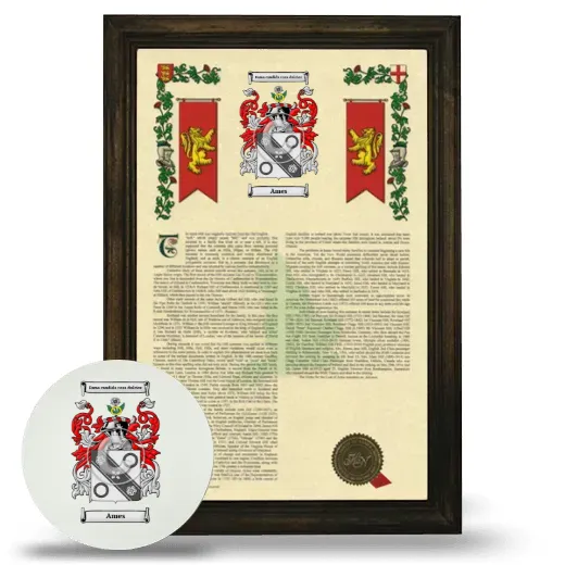 Ames Framed Armorial History and Mouse Pad - Brown