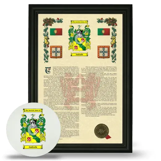 Andrada Framed Armorial History and Mouse Pad - Black