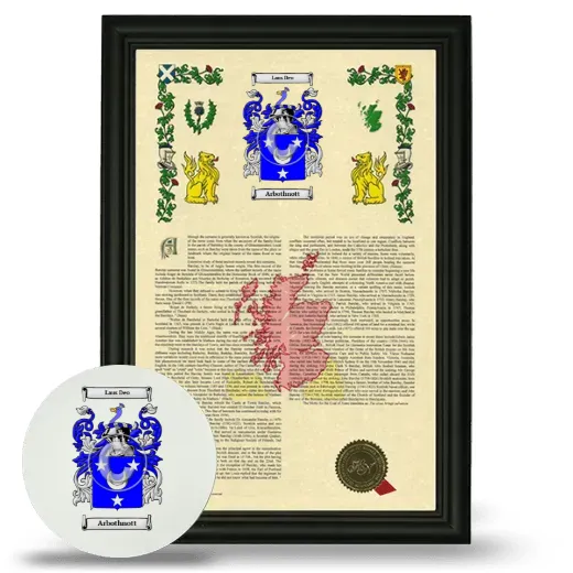 Arbothnott Framed Armorial History and Mouse Pad - Black