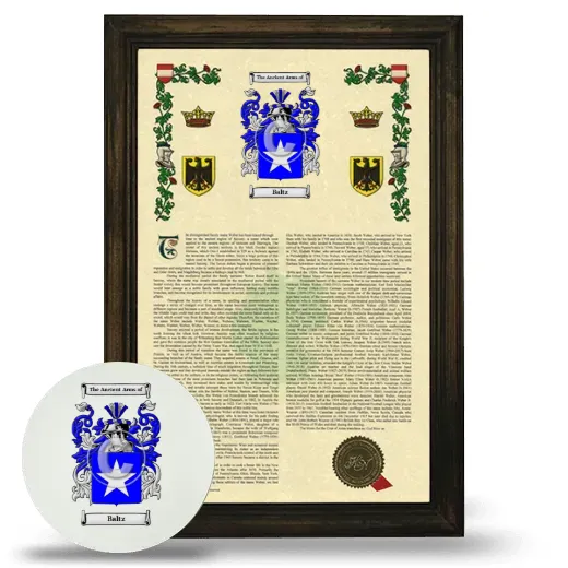 Baltz Framed Armorial History and Mouse Pad - Brown