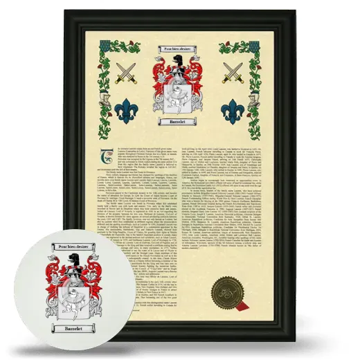 Barrelet Framed Armorial History and Mouse Pad - Black