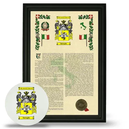 Battaglia Framed Armorial History and Mouse Pad - Black