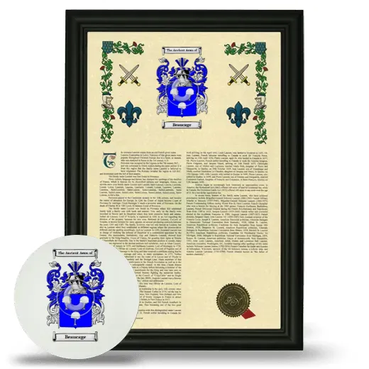 Beaucage Framed Armorial History and Mouse Pad - Black
