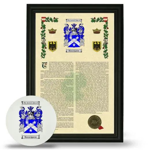 Beauseigneur Framed Armorial History and Mouse Pad - Black