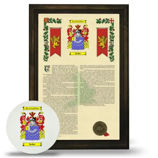 Becker Framed Armorial History and Mouse Pad - Brown