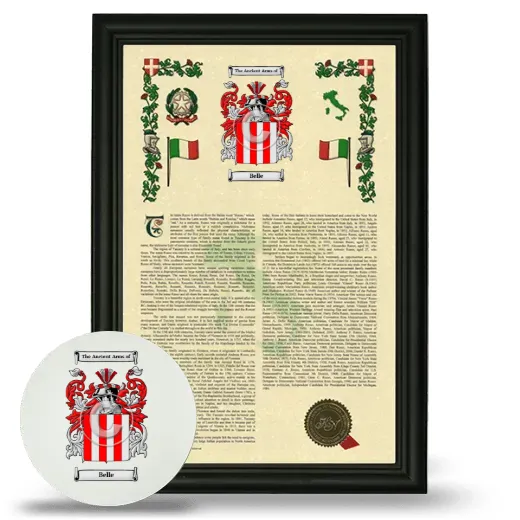 Belle Framed Armorial History and Mouse Pad - Black