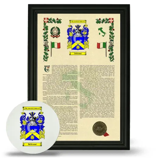 Beltrami Framed Armorial History and Mouse Pad - Black