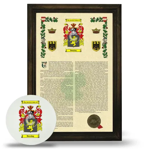 Benzing Framed Armorial History and Mouse Pad - Brown