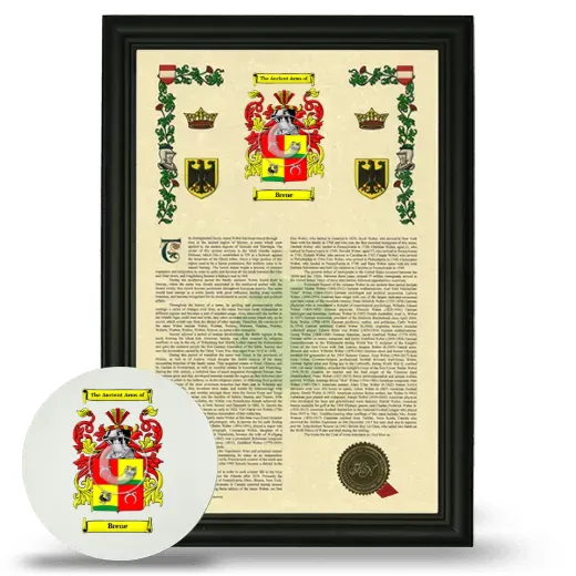 Brene Framed Armorial History and Mouse Pad - Black