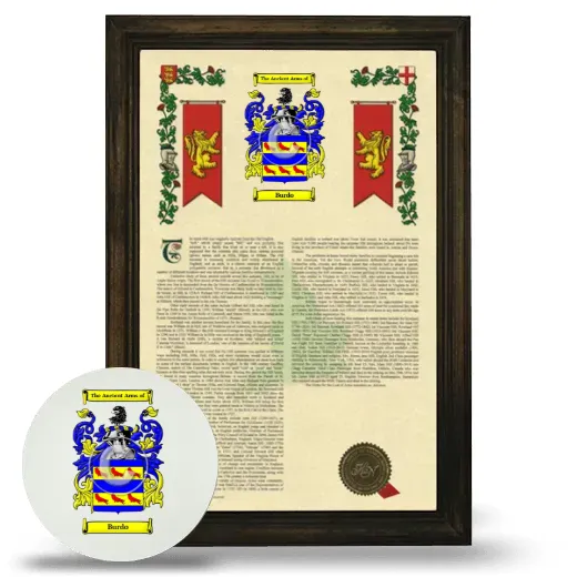 Burdo Framed Armorial History and Mouse Pad - Brown