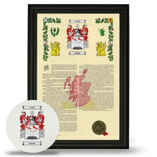 Cairnie Framed Armorial History and Mouse Pad - Black