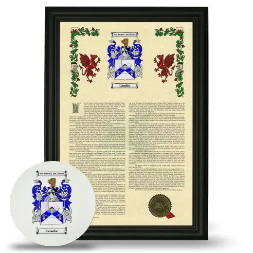 Caradoc Framed Armorial History and Mouse Pad - Black