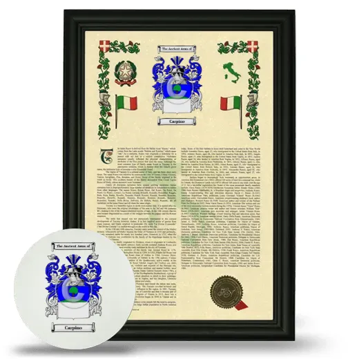 Carpino Framed Armorial History and Mouse Pad - Black
