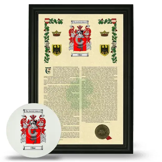 Cline Framed Armorial History and Mouse Pad - Black