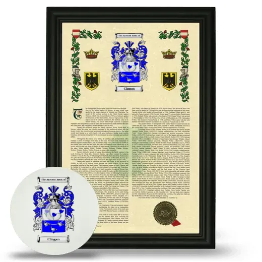 Clingan Framed Armorial History and Mouse Pad - Black