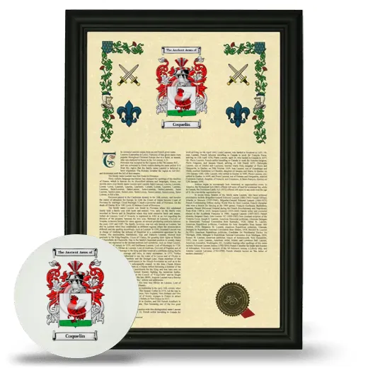 Coquelin Framed Armorial History and Mouse Pad - Black