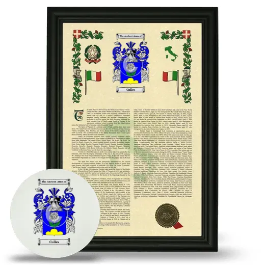 Culles Framed Armorial History and Mouse Pad - Black