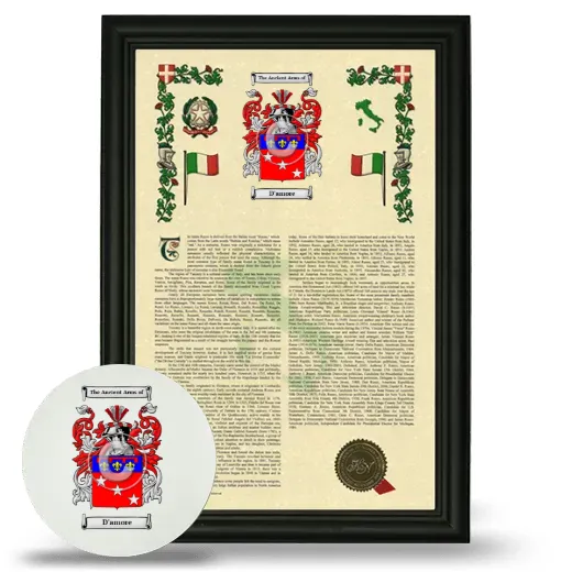 D'amore Framed Armorial History and Mouse Pad - Black