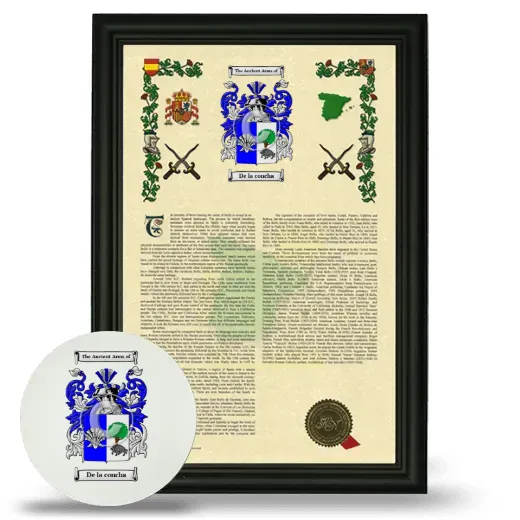 De la concha Framed Armorial History and Mouse Pad - Black
