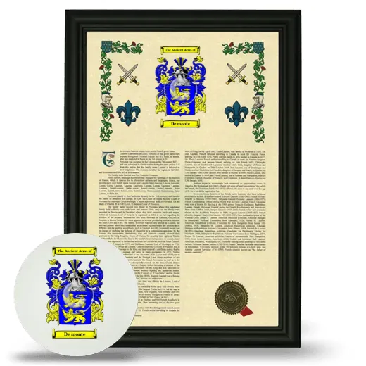 De monte Framed Armorial History and Mouse Pad - Black