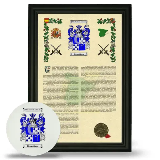 Desantiago Framed Armorial History and Mouse Pad - Black