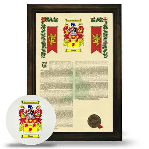 Diggs Framed Armorial History and Mouse Pad - Brown