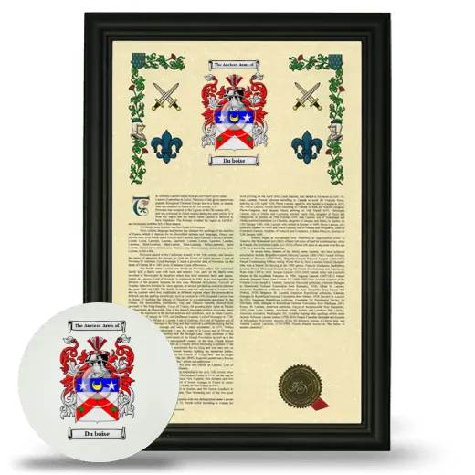 Du boise Framed Armorial History and Mouse Pad - Black