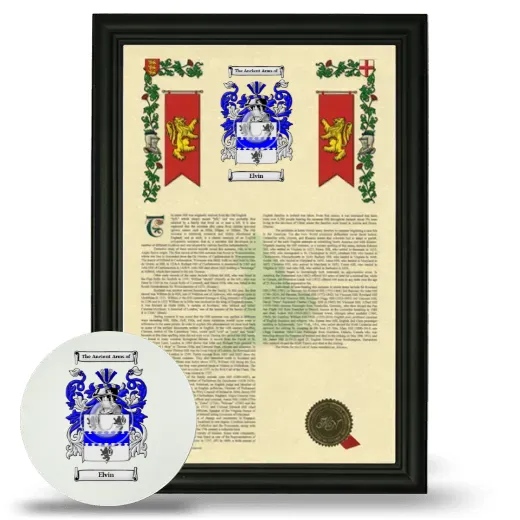 Elvin Framed Armorial History and Mouse Pad - Black
