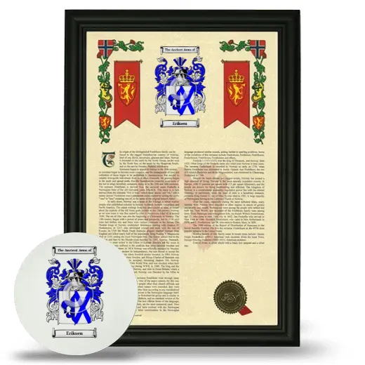 Eriksen Framed Armorial History and Mouse Pad - Black