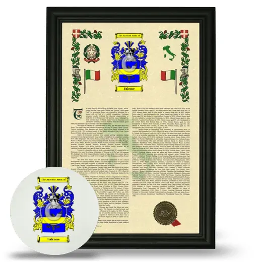 Falcone Framed Armorial History and Mouse Pad - Black