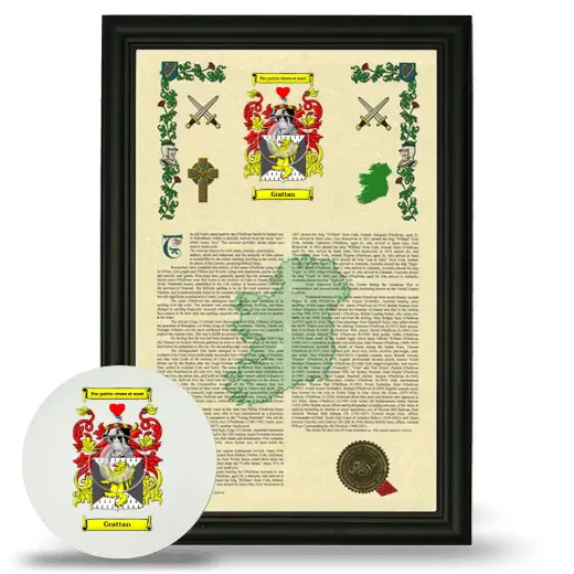 Grattan Framed Armorial History and Mouse Pad - Black