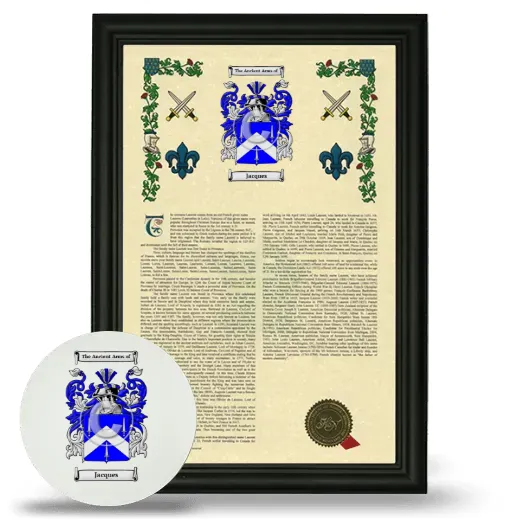Jacques Framed Armorial History and Mouse Pad - Black