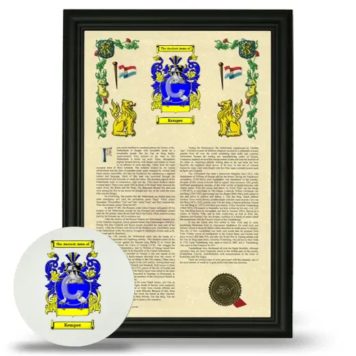 Kemper Framed Armorial History and Mouse Pad - Black