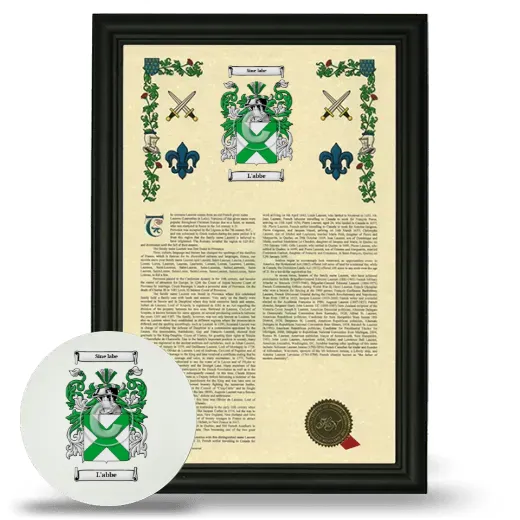 L'abbe Framed Armorial History and Mouse Pad - Black