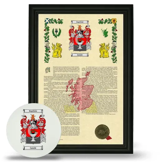 Laurie Framed Armorial History and Mouse Pad - Black