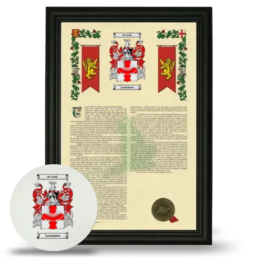 Lawrance Framed Armorial History and Mouse Pad - Black
