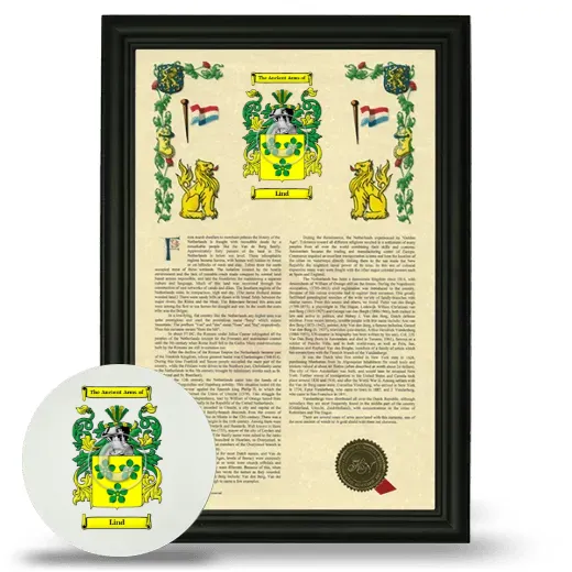 Lind Framed Armorial History and Mouse Pad - Black