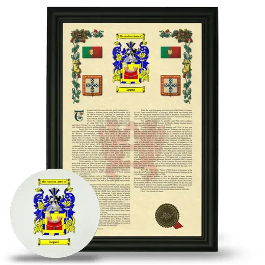 Lopez Framed Armorial History and Mouse Pad - Black